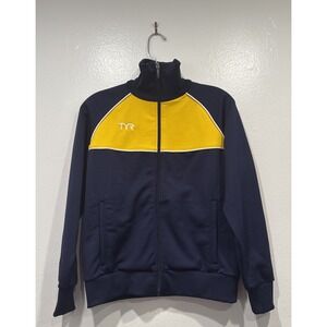 TYR Youth Size Large Track Jacket Navy Blue Gold Breakout Warm Up‎ Unisex Swim